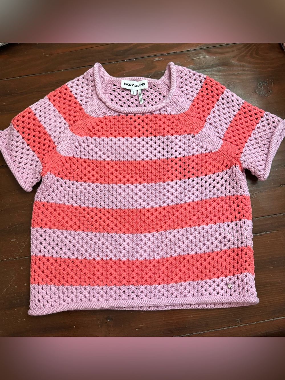 DKNY JEANS OPEN STITCH STRIPE SWEATER in PINK LAVENDER/SUNKISSED

🚭
🚫 Pets